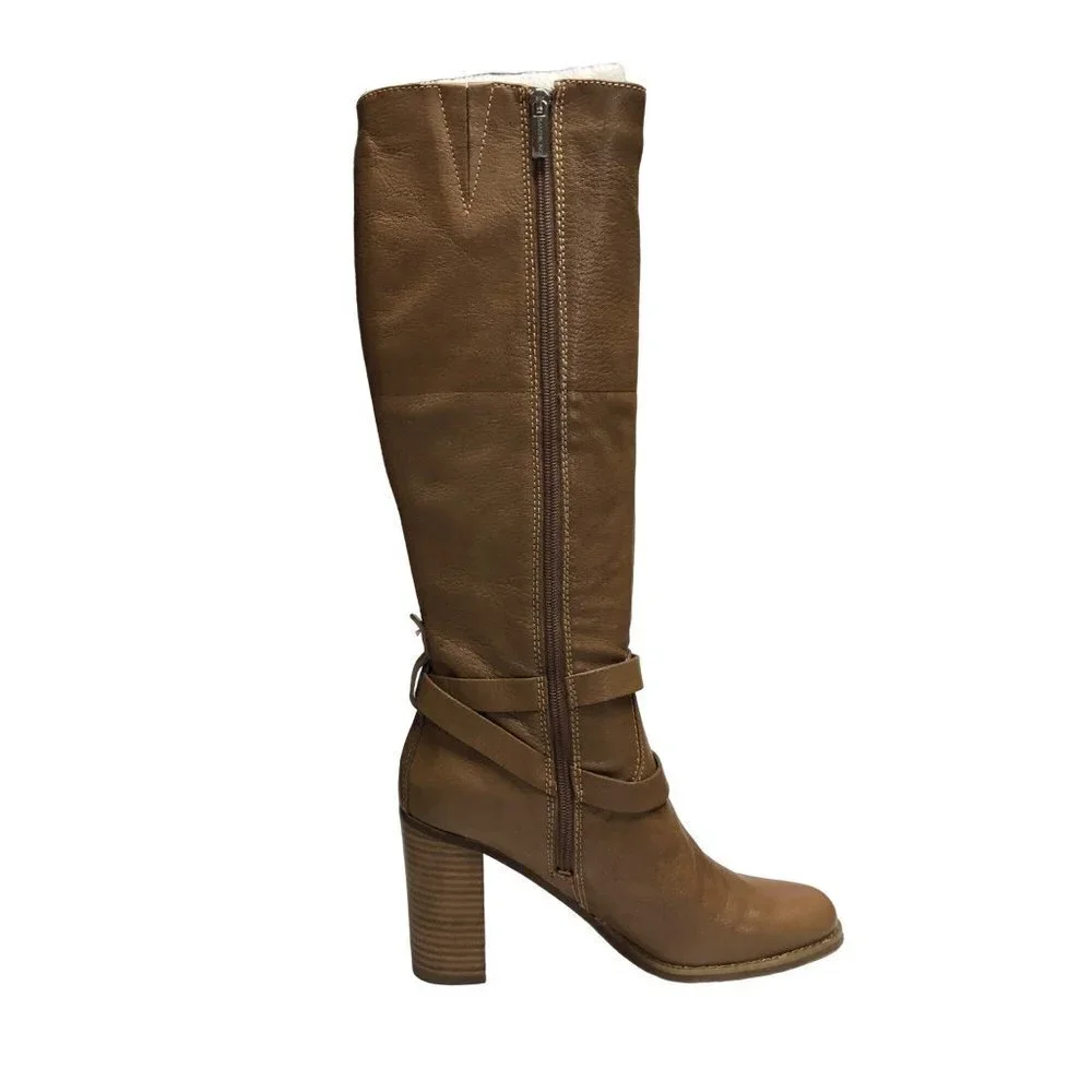 BANDOLINO BD AISEL WOMENS MED TAUPE LEATHER  TALL‎ BOOTS SIZE 10 MNIB
